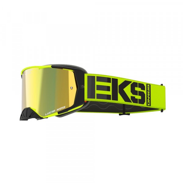 Óculos EKS Brand Lucid Race Face - Cor Amarelo Flu e Preto - Lente XDO Espelhada Dourada