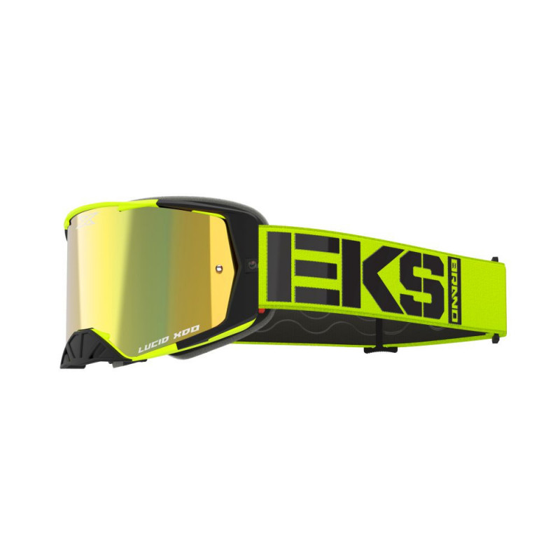 Óculos EKS Brand Lucid Race Face - Cor Amarelo Flu e Preto - Lente XDO Espelahda Dourada