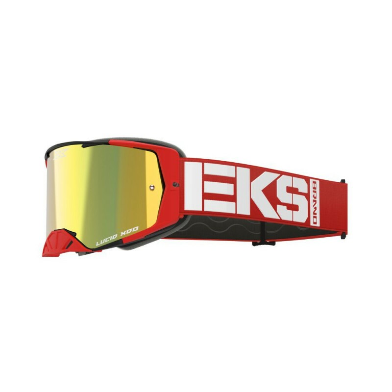 Óculos EKS Brand Lucid Race Face - Cor Vermelho e Branco  - Lente XDO Espelhada Dourada