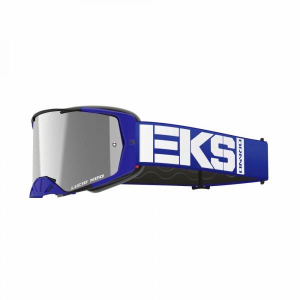 Óculos EKS Brand Lucid Race Face - Cor Azul Royal e Branco - Lente XDO Espelhada Óculos EKS Brand Lucid Race Face - Cor Azul Royal e Branco - Lente XDO Espelhada