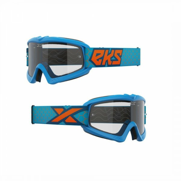 Óculos EKS Brand X-Grom Infantil - Cor Azul Ciano Líquido e Laranja Fluorescente - Lente Transparente