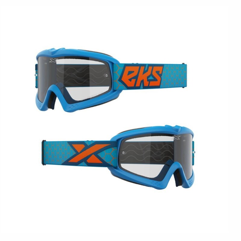 Óculos EKS Brand X-Grom Infantil - Cor Azul Ciano Líquido e Laranja Fluorescente - Lente Transparente