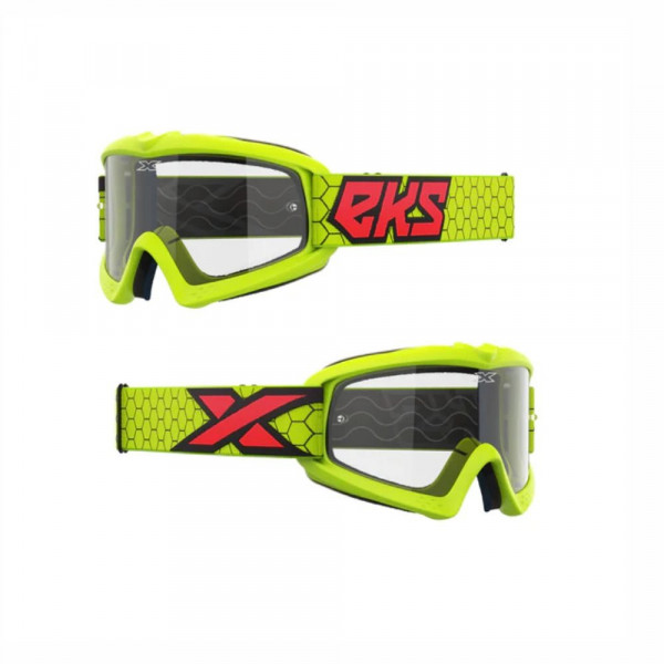 Óculos EKS Brand GOX Flat-Out - Cor  Amarelo Fluorescente  e Vermelho Flu - Lente Transparente