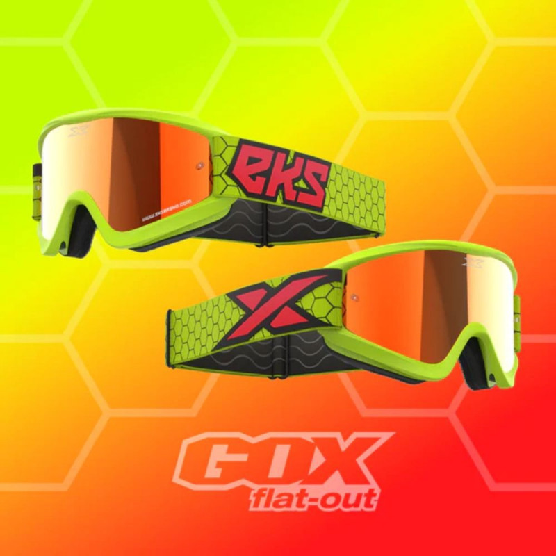 Óculos EKS Brand GOX Flat Out Mirror Lente Espelhada Vermelho/Amarelo Cor Flo/Preto/Fogo