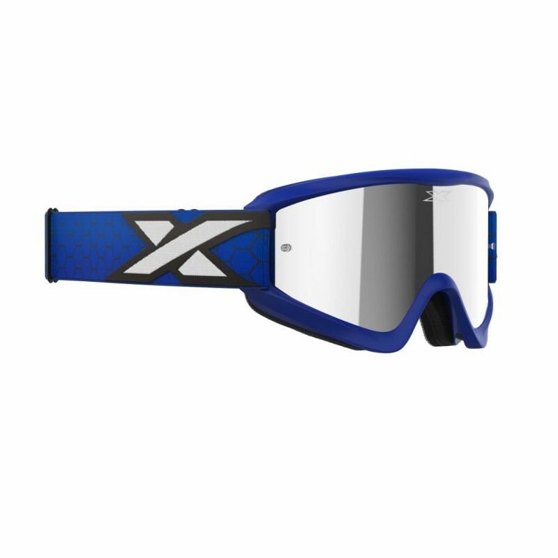Óculos EKS Brand GOX Flat-Out Mirror - Cor Azul Royal e Branco - Lente Espelhada Prata