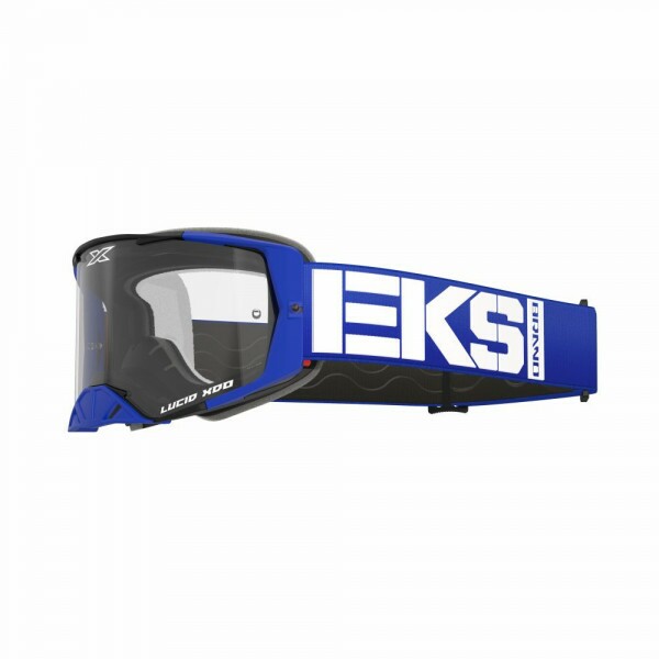 Óculos EKS Brand Lucid Race Face - Cor Azul Royal e Branco - Lente XDO Transparente Óculos EKS Brand Lucid Race Face - Cor Azul Royal e Branco - Lente XDO Transparente